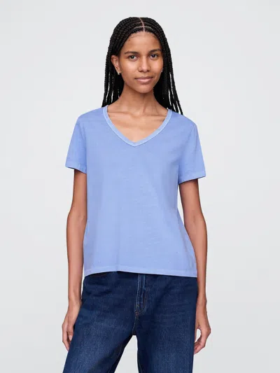 Gap Organic Cotton Vintage V-neck T-shirt In Shirting Blue