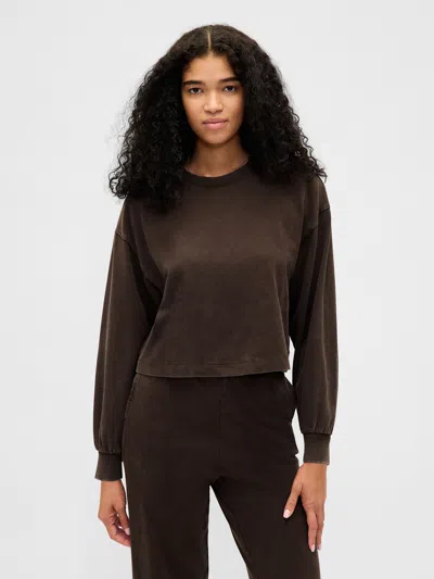 Gap Organic Cotton Vintagesoft Crop Sweatshirt In Brown