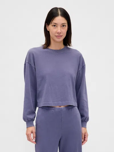 Gap Organic Cotton Vintagesoft Crop Sweatshirt In Purple