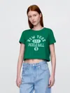 Shop Gap Organic Cotton Vintagesoft Cropped T-shirt In Baize Green Logo
