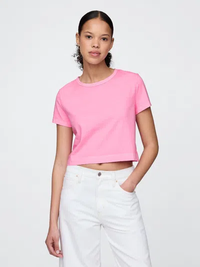Gap Organic Cotton Vintagesoft Cropped T-shirt In May Pink