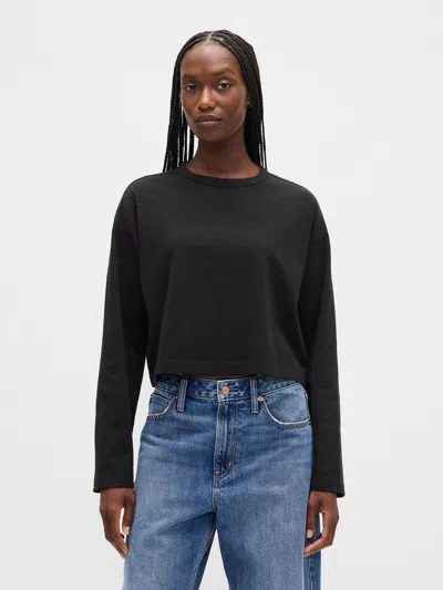 Gap Organic Cotton Vintagesoft Heavyweight Crop T-shirt In Black