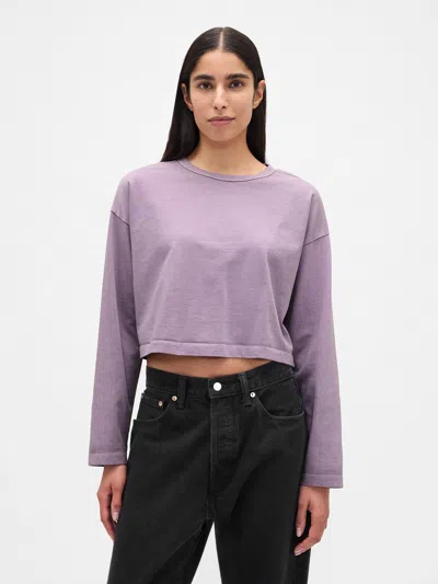 Gap Organic Cotton Vintagesoft Heavyweight Crop T-shirt In Purple