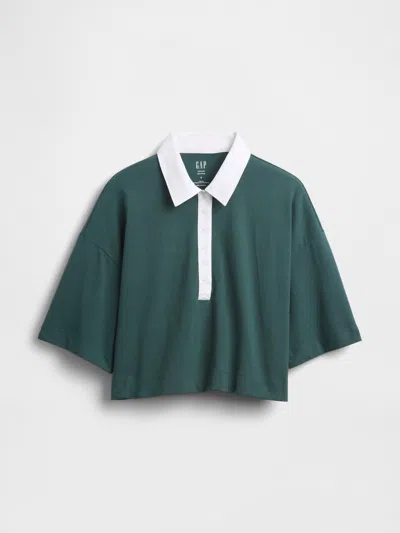 Gap Organic Cotton Vintagesoft Heavyweight Cropped Polo Shirt Shirt