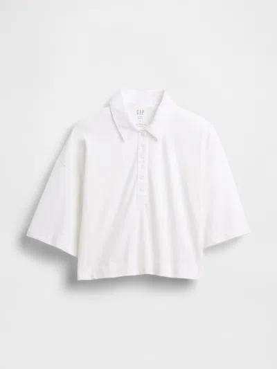 Gap Organic Cotton Vintagesoft Heavyweight Cropped Polo Shirt Shirt