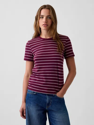 Gap Organic Cotton Vintagesoft T-shirt In Purple Burgundy & Pink Stripe
