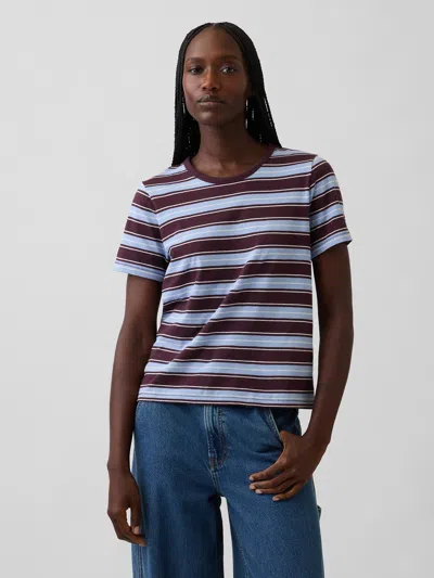 Gap Organic Cotton Vintagesoft T-shirt In Purple Burgundy Stripe