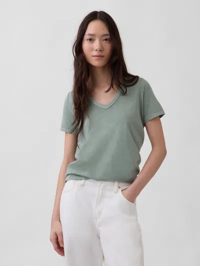 Gap Organic Cotton Vintagesoft V-neck T-shirt In Green