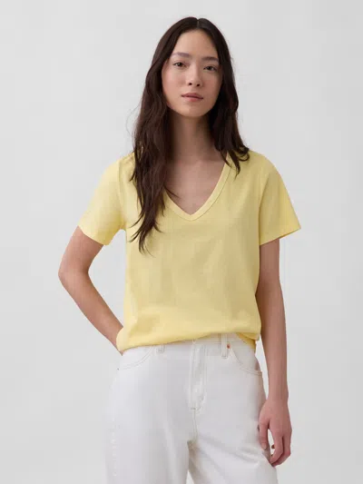 Gap Organic Cotton Vintagesoft V-neck T-shirt In Yellow