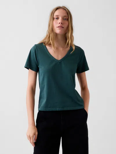 Gap Organic Cotton Vintagesoft V-neck T-shirt In Deep Hunter Green