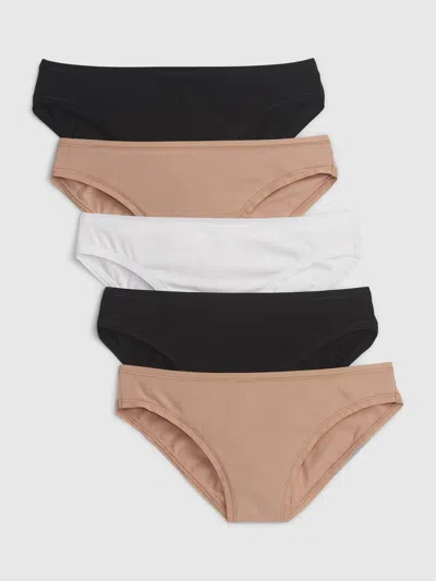Gap Organic Stretch Cotton Bikini (5-pack) In Black/ White/ & Brush Beige
