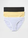 Gap Organic Stretch Cotton Bikini Brief (3-pack) In Black/ Yellow/ And Blue Stripe