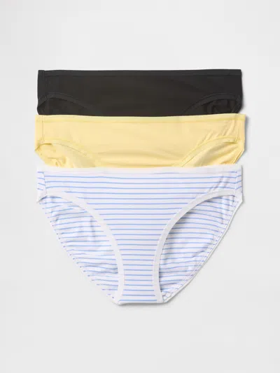 Gap Organic Stretch Cotton Bikini Brief (3-pack) In Black/ Yellow/ And Blue Stripe