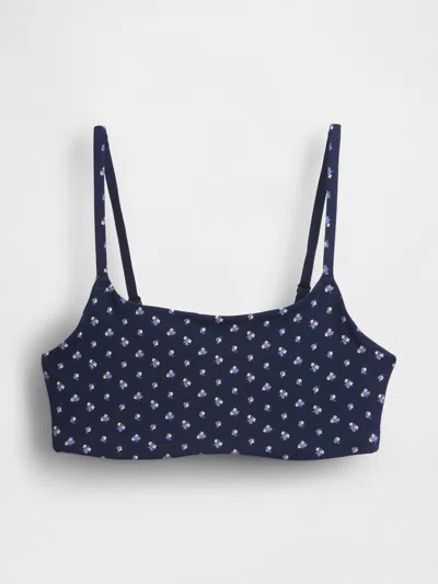 Gap Organic Stretch Cotton Bralette In Navy Blue Ditsy Floral