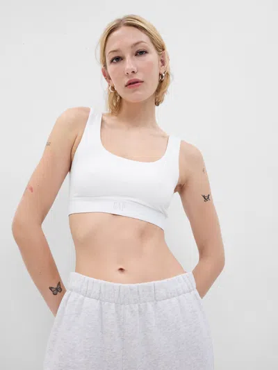 Gap Organic Stretch Cotton  Logo Bralette In Optic White