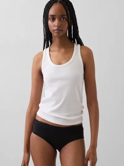 Gap Organic Stretch Cotton Lace-trim Hipster In Black