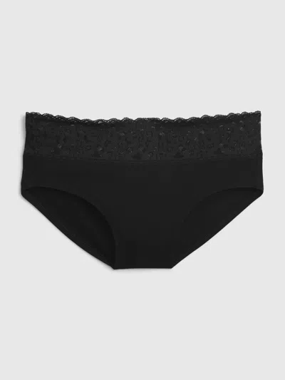 Gap Organic Stretch Cotton Lace Hipster In Black