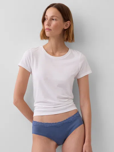 Gap Organic Stretch Cotton Lace-trim Hipster In Blue