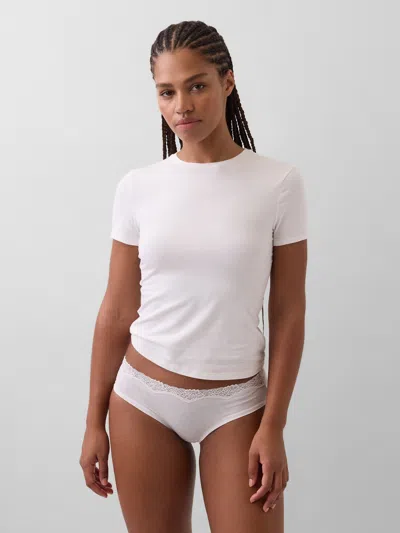Gap Organic Stretch Cotton Lace-trim Hipster In White