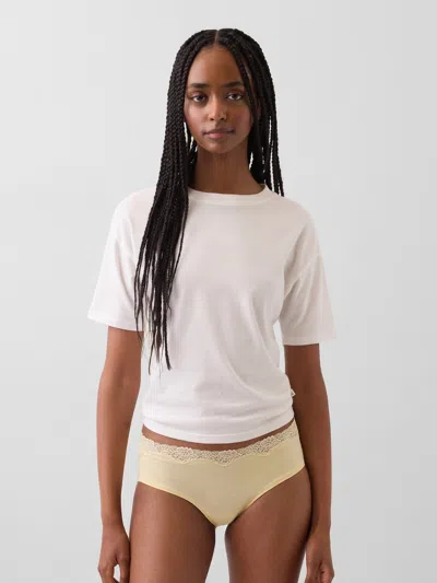 Gap Organic Stretch Cotton Lace-trim Hipster In Yellow