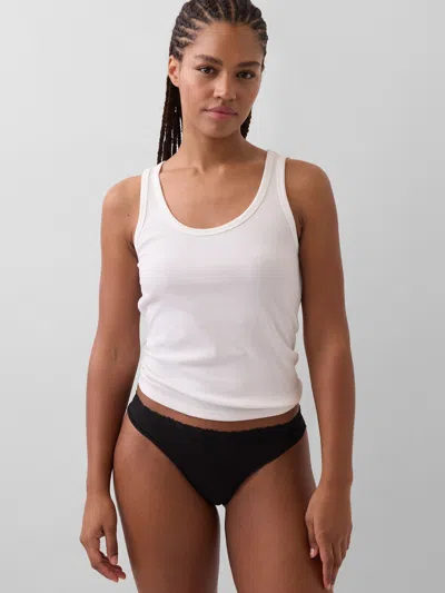 Gap Organic Stretch Cotton Lace-trim Thong In Black