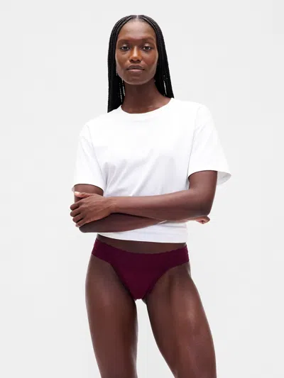 Gap Organic Stretch Cotton Lace-trim Thong In Red