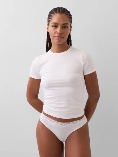 Gap Organic Stretch Cotton Lace-trim Thong In White