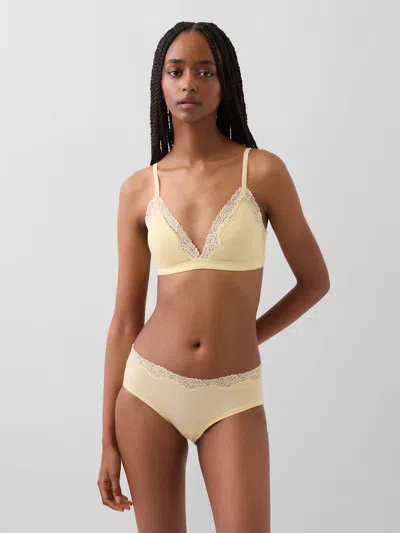 Gap Organic Stretch Cotton Lace-trim Triangle Bra In Yellow