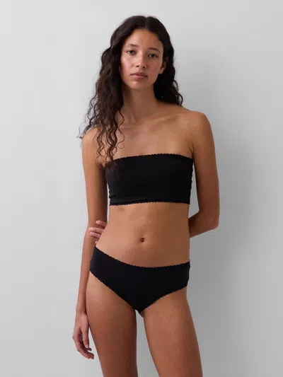 Gap Organic Stretch Cotton Lace-trim Bandeau Bralette In Black