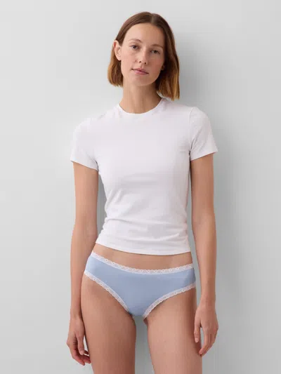 Gap Organic Stretch Cotton Lace-trim Hipster In Blue