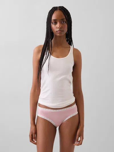 Gap Organic Stretch Cotton Lace-trim Hipster In Pink