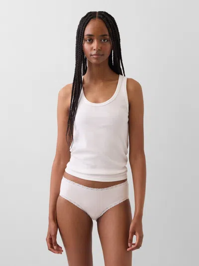 Gap Organic Stretch Cotton Lace-trim Hipster In White