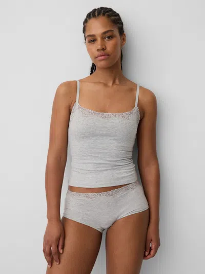 Gap Organic Stretch Cotton Lace-trim Shelf-bra Cami In Gray
