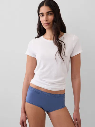 Gap Organic Stretch Cotton Lace-trim Shorty In Blue