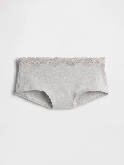 Gap Organic Stretch Cotton Lace-trim Shorty In Gray