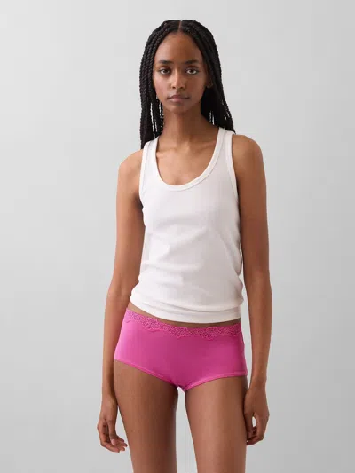 Gap Organic Stretch Cotton Lace-trim Shorty In Pink
