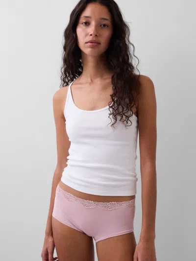 Gap Organic Stretch Cotton Lace-trim Shorty In Pink