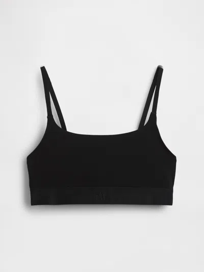 Gap Organic Stretch Cotton Logo Bralette In Black