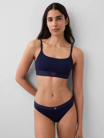 Gap Organic Stretch Cotton Logo Bralette In Blue