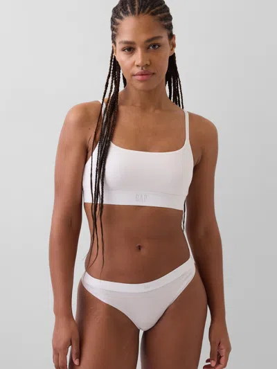 Gap Organic Stretch Cotton Logo Bralette In White