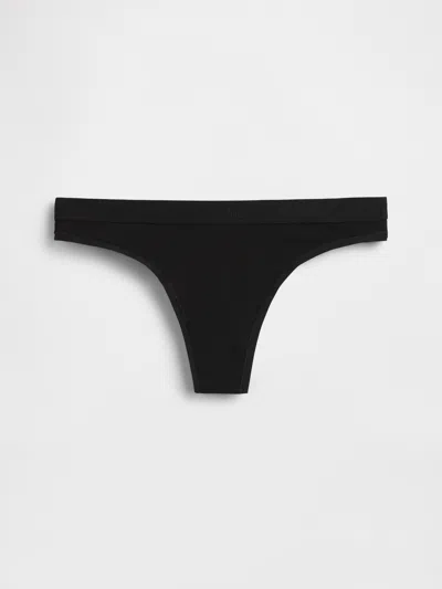 Gap Organic Stretch Cotton Logo Thong In Black