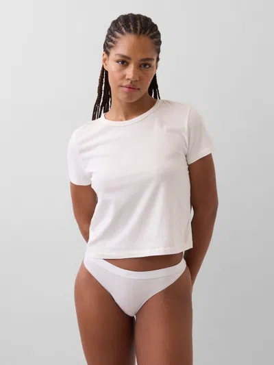 Gap Organic Stretch Cotton Logo Thong In White
