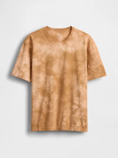 Gap Original T-shirt In Washed Light Brown Tie Dye