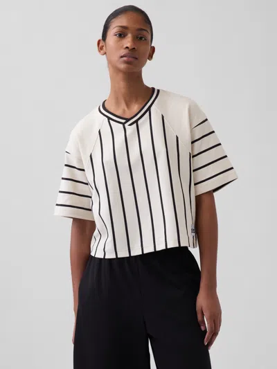 Gap Oui Heavyweight Crop T-shirt In Neutral