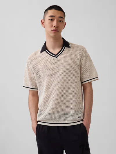 Gap Oui Mesh Polo Shirt Sweater In Multi