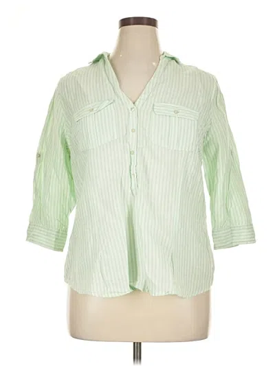 Pre-owned Gap Outlet 3/4 Sleeve Button Down Shirt In Green