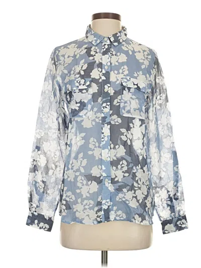 Pre-owned Gap Outlet Long Sleeve Blouse In Blue