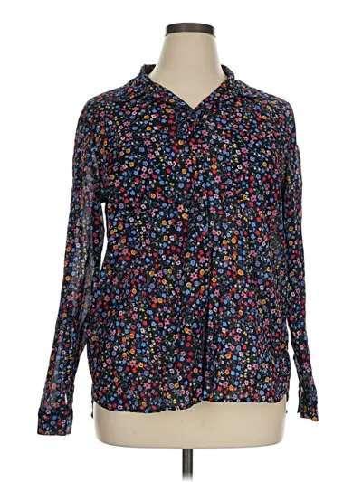 Pre-owned Gap Outlet Long Sleeve Blouse In Blue