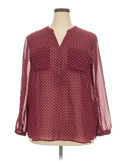 Pre-owned Gap Outlet Long Sleeve Blouse In Burgundy