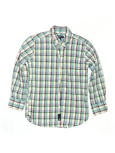 Pre-owned Gap Outlet Kids' Long Sleeve Button Down Shirt In Green
